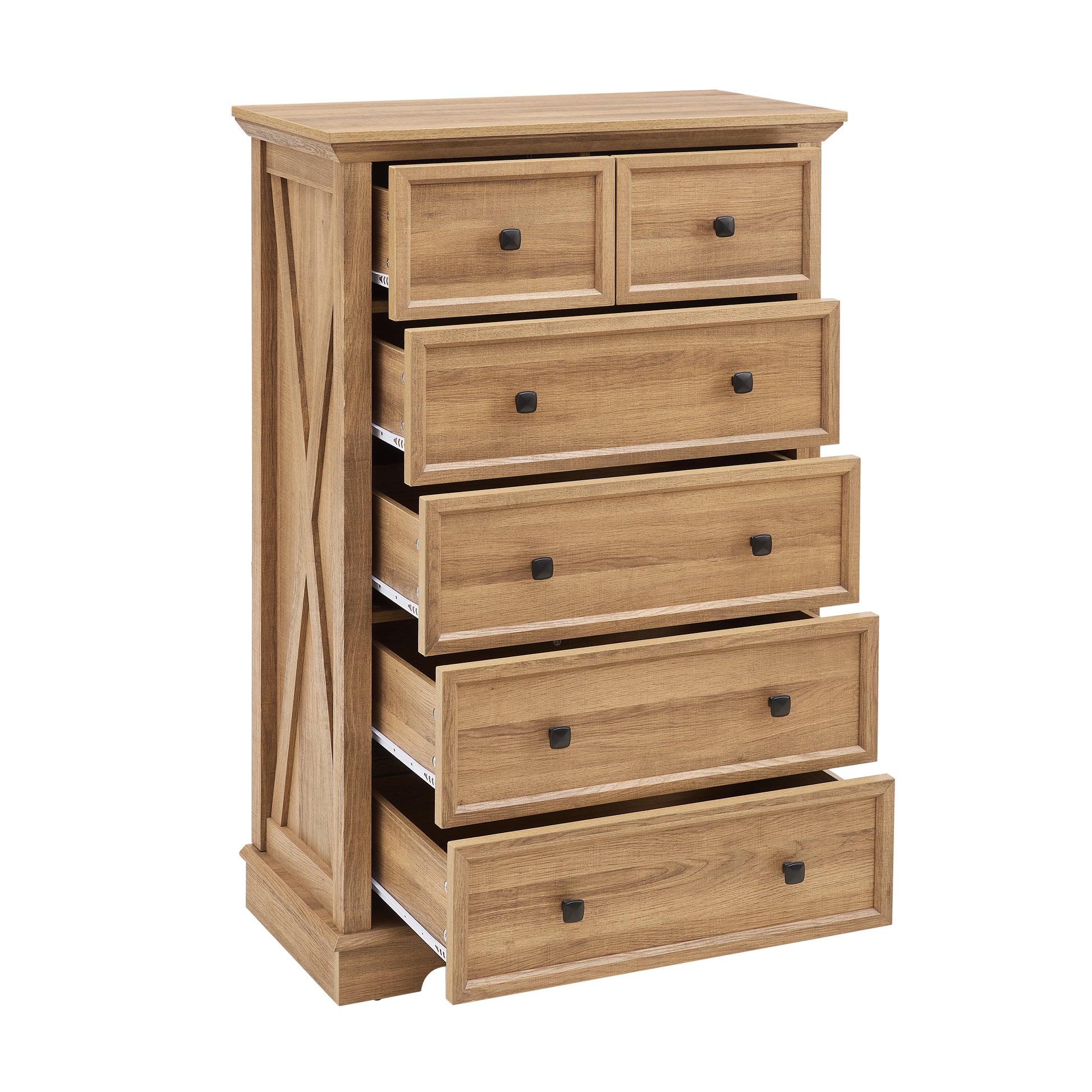 6 Drawer Dresser,6 Drawers Cabinet Tall Chest Of Drawers Closet Organizers Storage Clothes, Cabinet Of 6 Drawers Living Room, Oak, 31.50''L*15.75W''*47.64''H Oak Mdf