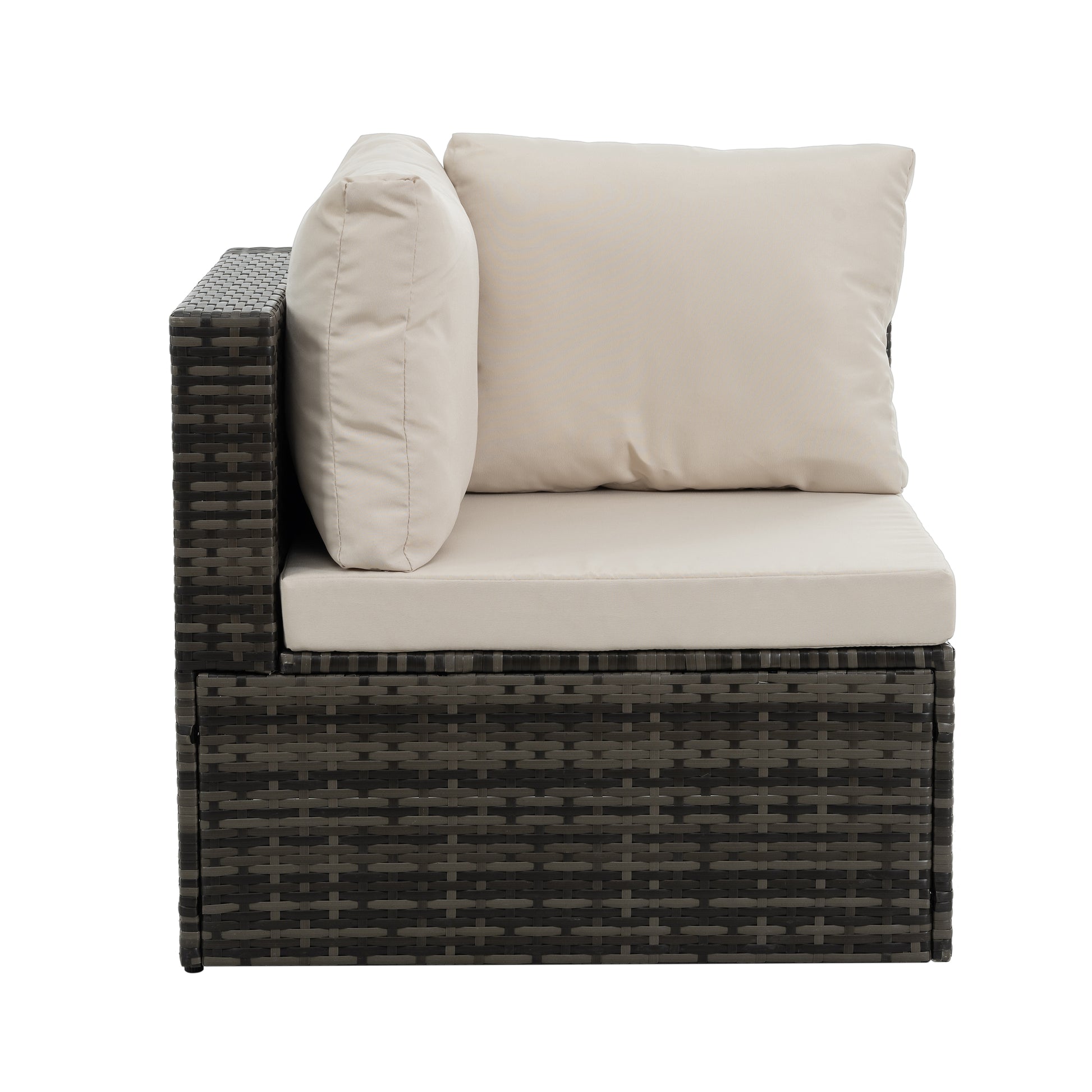 Patio Furniture, Outdoor Furniture, Seasonal Pe Wicker Furniture, 6 Set Wicker Furniture With Tempered Glass Coffee Table Dark Gray Seats 4 Pe Rattan Iron Waterproof Fabric