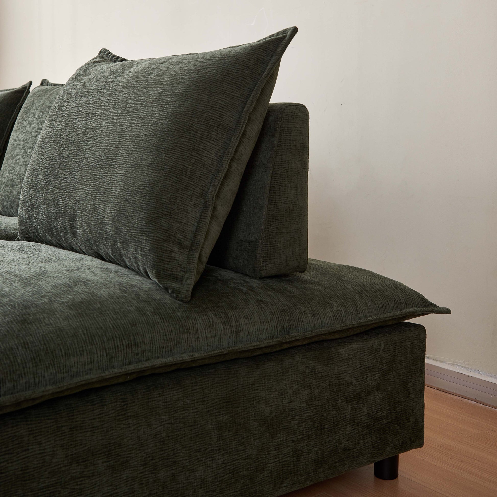 Modern 2 Seater Armless Sofa Couch For Living Room Modular Design, Ultra Soft Chenille Fabric, Easy Assembly, Sturdy Frame, Stylish And Comfortable Perfect For Apartments Green Foam Chenille 2 Seat