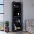 Being Kava Bar Cabinet, Double Door, Two Shelves, Sixteen Built In Wine Rack Black Primary Living Space Modern Open Storage Particle Board