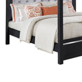 Abrie Solid Wood Canopy Queen Bed, Button Tufted, Touch Led, Dark Gray Queen Gray Solid Wood