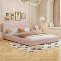 Queen Size Upholstered Bed With Tufted Headboard, Modern Velvet Platform Bedno Box Spring Required, Pink Queen Pink Solid Wood Mdf