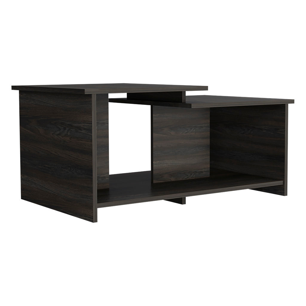 16" H Two Tier Rectangular Coffee Table, With Vertical Division At The Bottom That Allows You To Display The Best Design Books, Decoration And Photos In The Center Of Rooms, Living Rooms And Offices Black Particle Board Particle Board