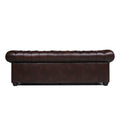 Traditional Tufted Leather Chesterfield Sofa Brown Leather 3 Seat