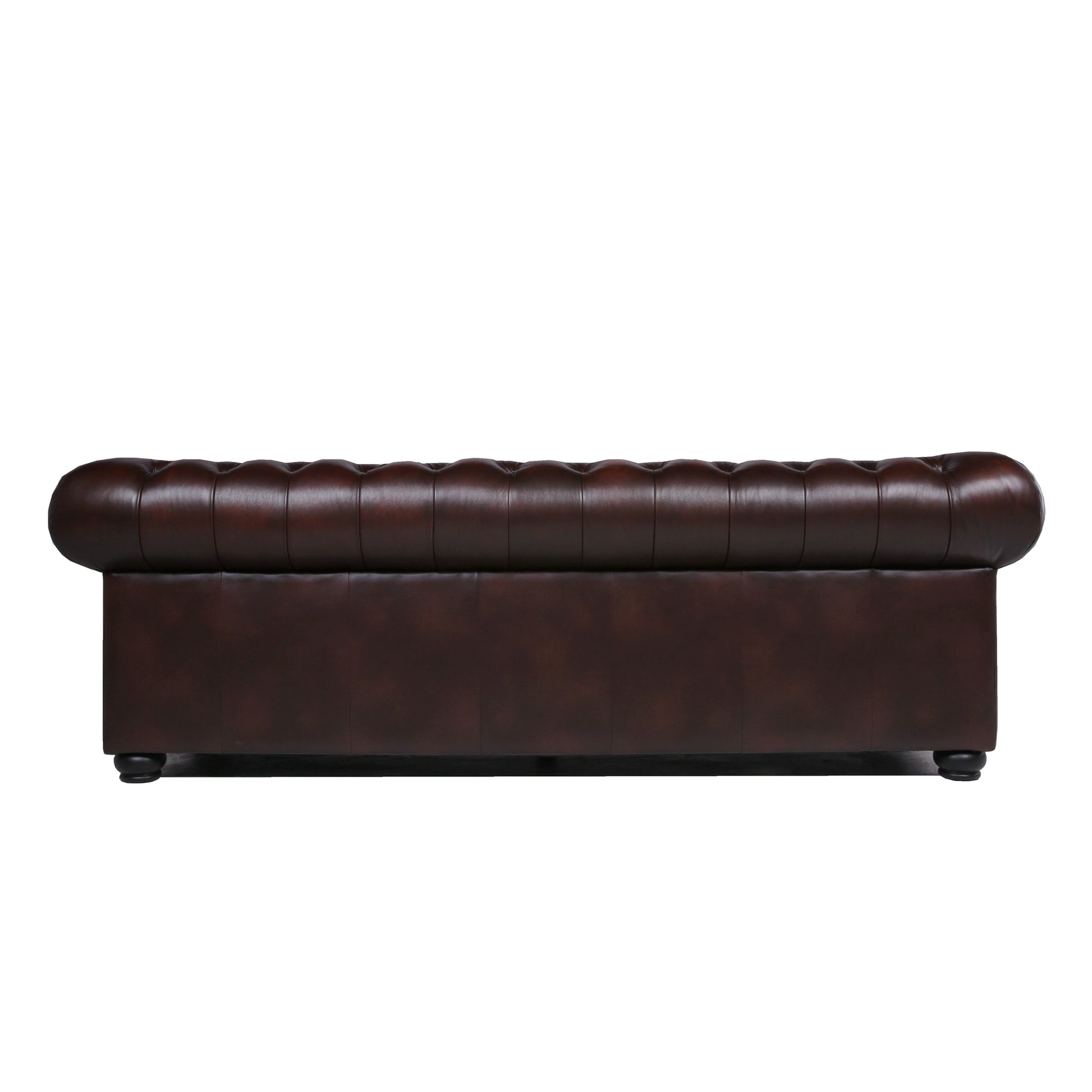 Traditional Tufted Leather Chesterfield Sofa Brown Leather 3 Seat