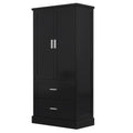 Tall Bathroom Storage Cabinet, Cabinet With Two Doors And Drawers, Adjustable Shelf, Mdf Board, Black Black Mdf