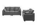 2 Pieces Sofa Couch 3 Seater And Loveseat With Pillows Polyester Upholstered Duck Down Filled Cushion Sofa Set For Living Room Apartment,Grey Grey Polyester Wood Primary Living Space Soft Cushion Back Foam Polyester 5 Seat