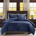 Full Queen Plush Down Alternative Comforter Set Queen Navy Polyester