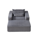 75 Inch Corduroy Sponge Sofa Lounge Chair With Removable Footrest,No Assembly Required,Fluffy Modern Sleeper Chair For Indoor Living Room Bedroom Grey Foam Corduroy 1 Seat