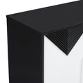 Unique Features Of A Four Door Cabinet With Two Tone Triangular Pattern Doors, Suitable For Entryway, Hallway, Living Room 3 4 Spaces Black White Primary Living Space Adjustable Shelves Artsy,Contemporary Mdf