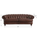 Newport Leather Sofa Caramel Genuine Leather Wood Primary Living Space Medium Firm Tufted Back Mid Century Modern Eucalyptus Rolled Arms Down Filling Genuine Leather 3 Seat