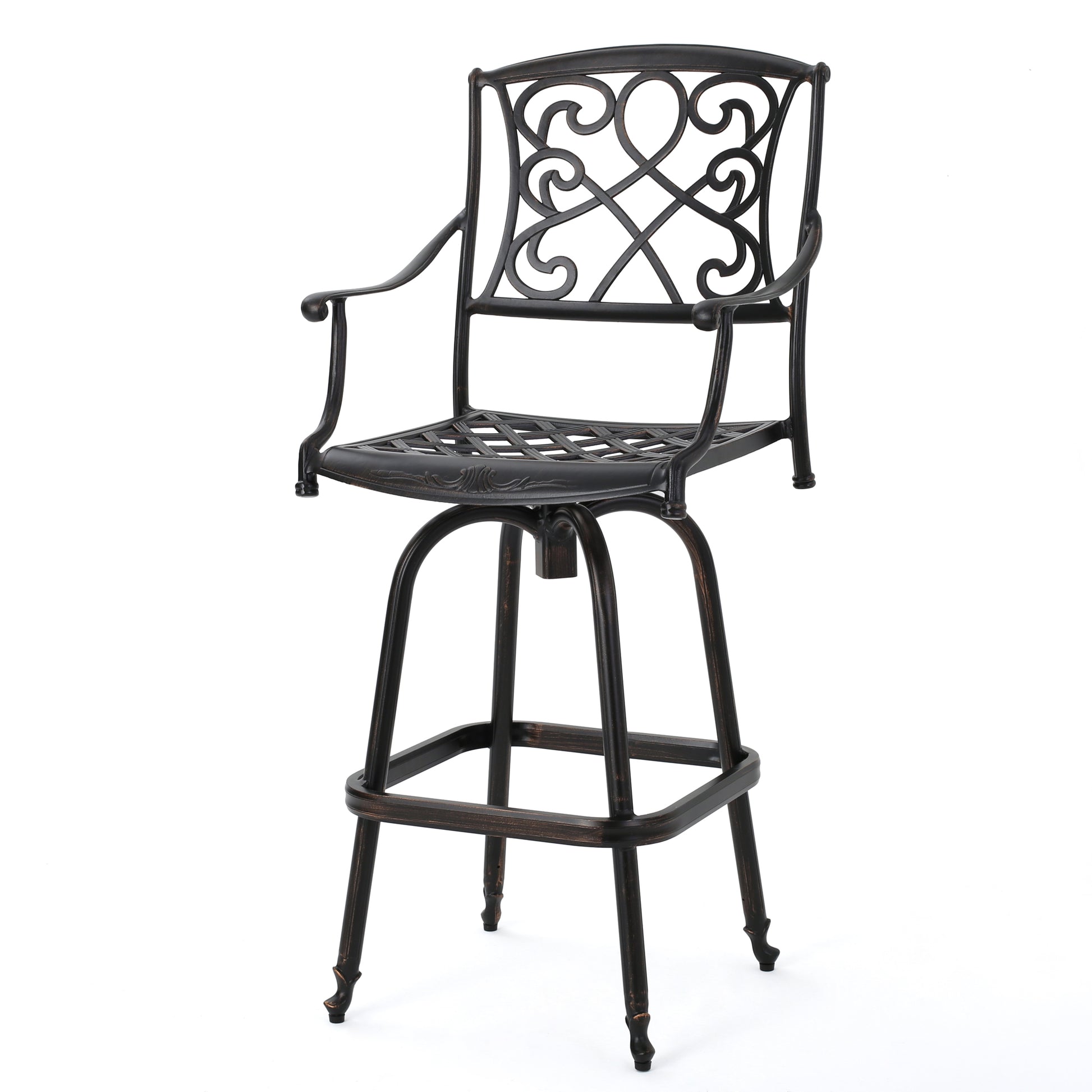 Waterbury Cast Barstool Copper Mildew Resistant Cushion Garden & Outdoor Antique,Casual,Classic Metal