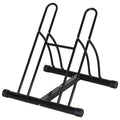 Soozier Bike Rack Floor Stand, 2 Bike Direction Adjustable Bicycle Park For Garage, Free Standing Storage Black Steel