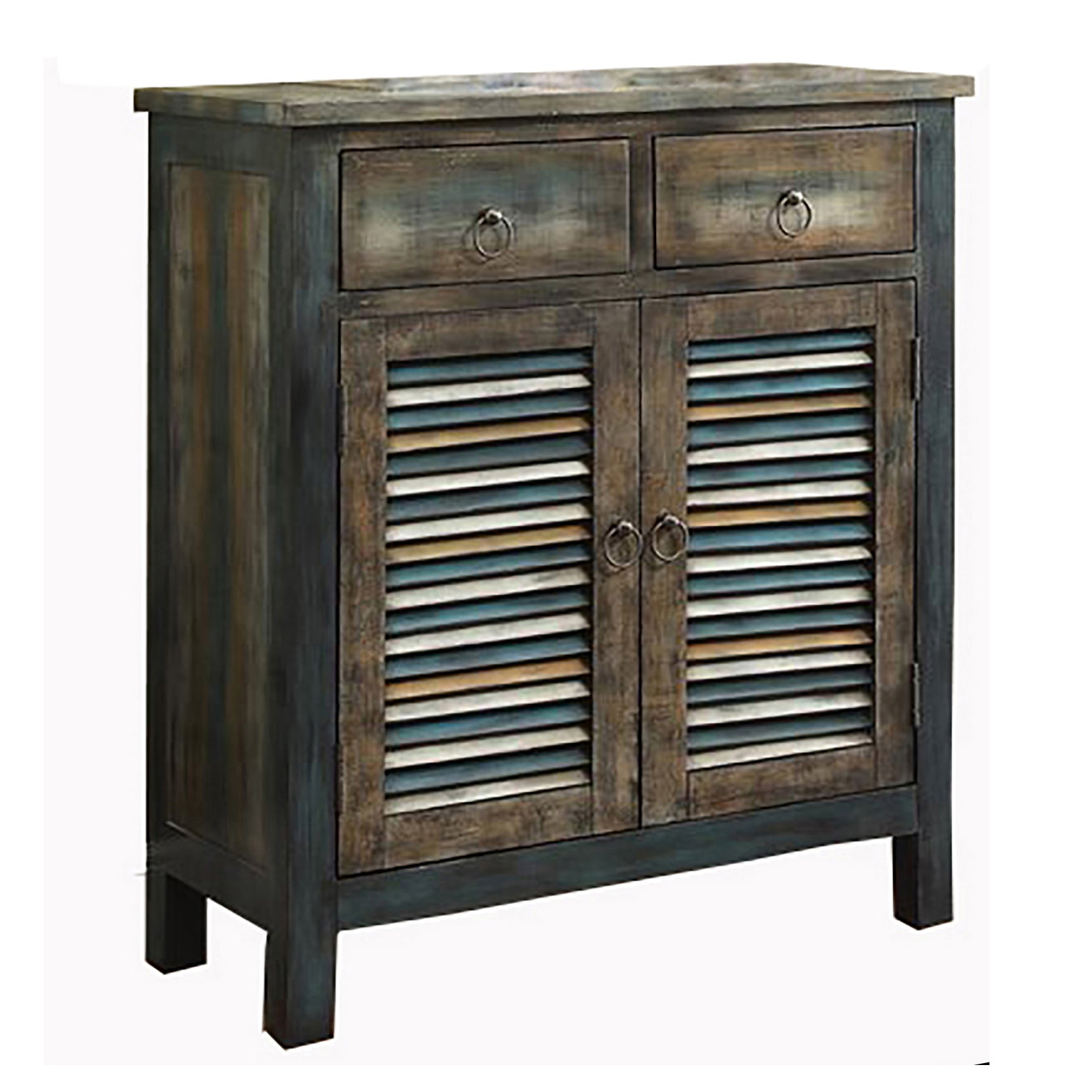 Antique Oak And Teal 2 Door Console Table Oak Primary Living Space Vintage Drawers Rectangular Wood