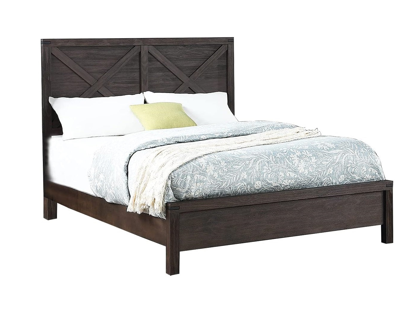 Rustic Contemporary Espresso 1Pc Queen Size Bed Wooden X Design Hb Unique Look Bedroom Furniture Box Spring Required Queen Espresso Espresso Wood Bedroom Contemporary,Modern,Transitional Rubberwood