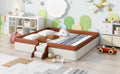 King Size Upholstered Daybed Frame With Fence And Stairs, Brown White King Brown White Mdf Lvl
