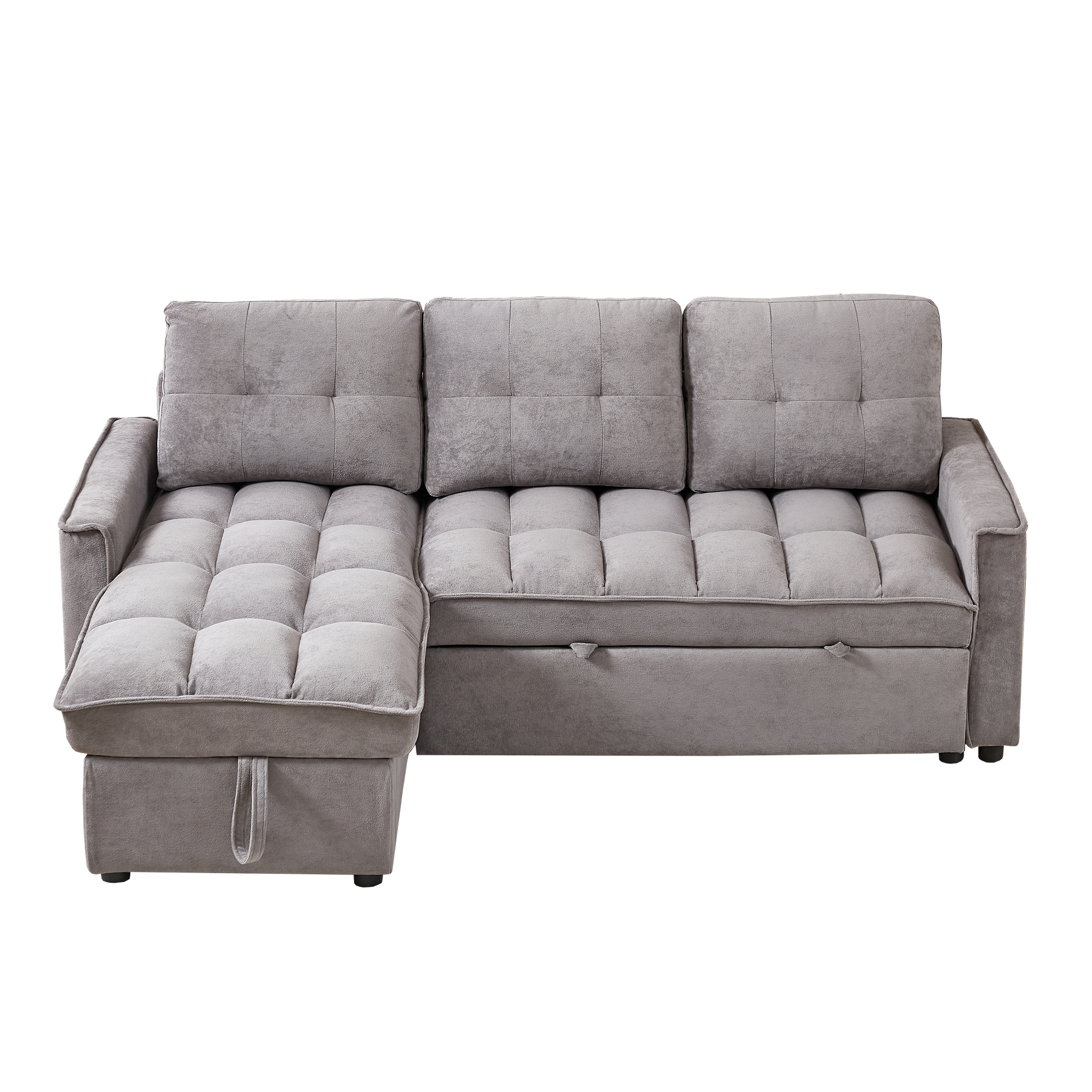 Mh 78.75" Reclining Sofa, Pull Out Sofa Bed With Usb And Tape C Charging Ports, L Shaped Sectional Sofa With Reclining Storage And Arm Side Organizer Pocket Features, Living Room Comfort Sofa Dark Grey Chenille Wood Primary Living Space Eucalyptus Foam