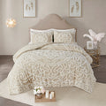 Tufted Cotton Chenille Medallion Comforter Set Taupe Full Queen Full Taupe Polyester