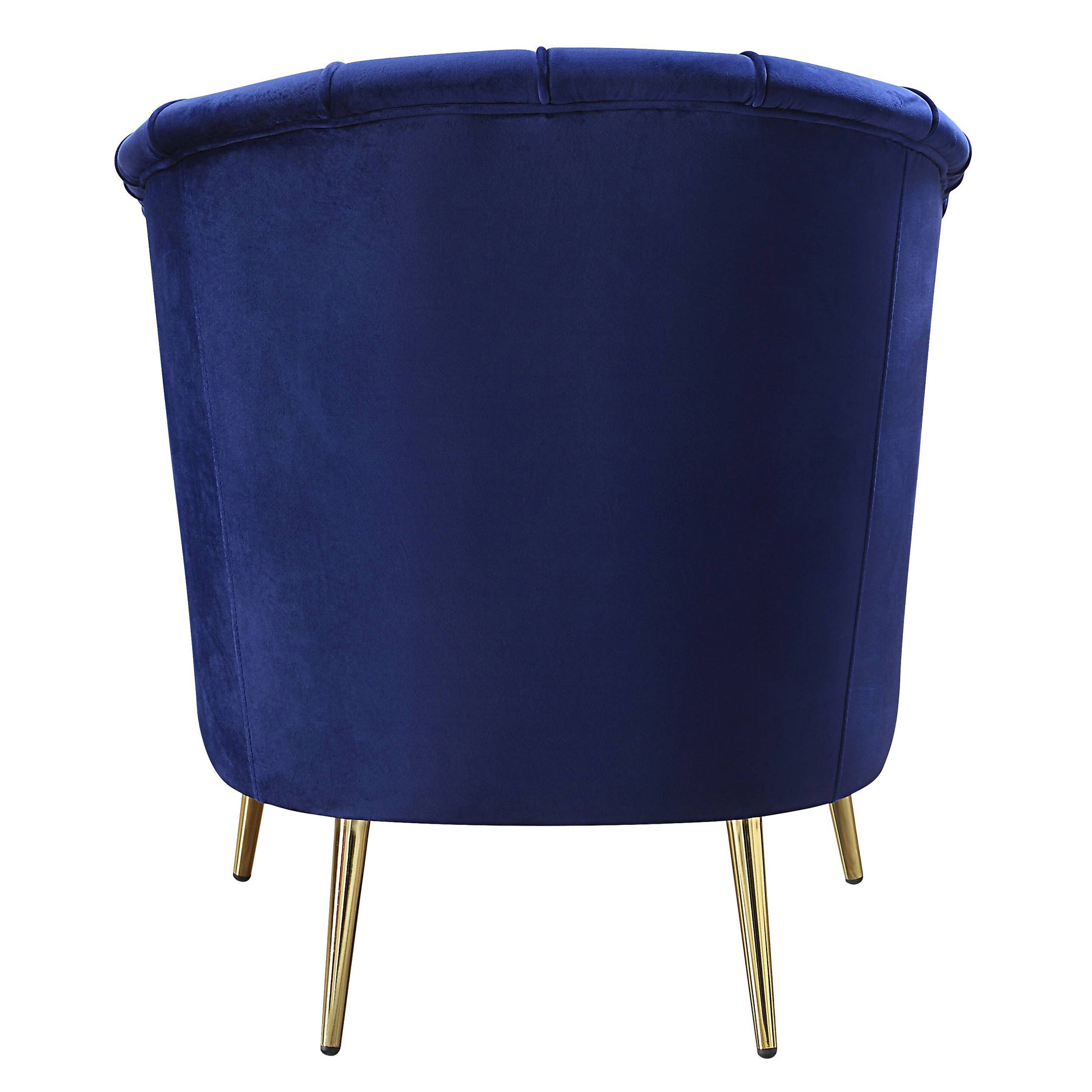 Blue And Gold Tufted Back Accent Chair Blue Primary Living Space Modern Eucalyptus Wood Fabric