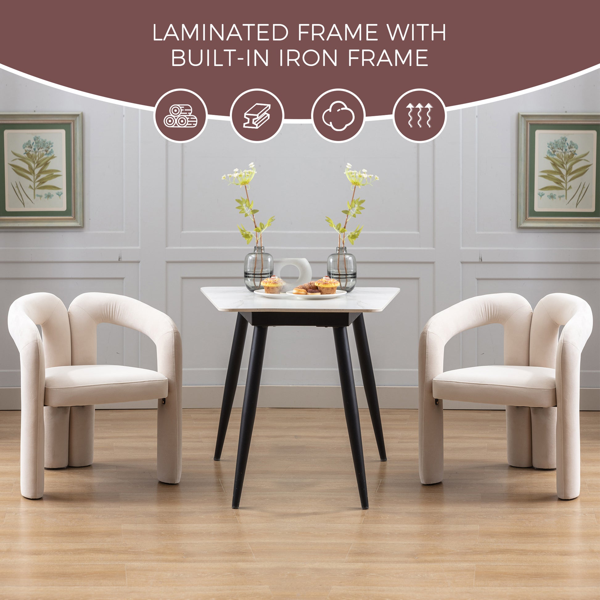 Coolmore Contemporary Designed Velvet Fabric Upholstered Accent Dining Chair Barrel Side Chairs Kitchen Armchair For Living Room Set Of 2 Beige Velvet Beige Foam Velvet