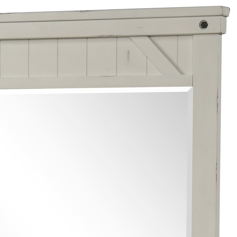 Industrial Farmhouse Mirror White Solid Wood Mdf Glass