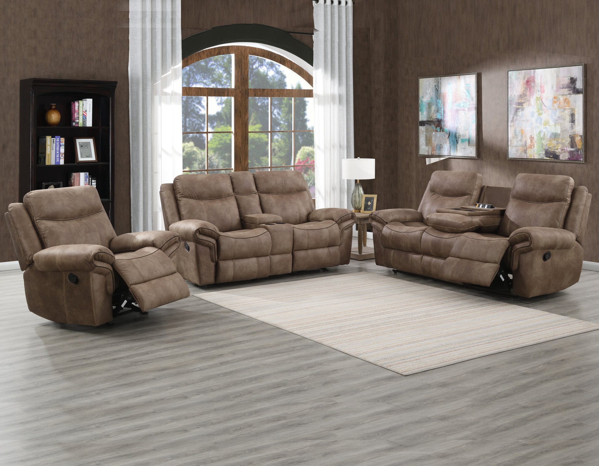 Nashville Glider Recliner Light Brown Light Brown Faux Leather