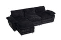 Modern Deep 3 Seat Sofa Couch With Ottoman, Polyester Sofa Sleeper Comfy Upholstered Furniture For Living Room, Apartment, Studio, Office,Dark Black Black Polyester 3 Seat