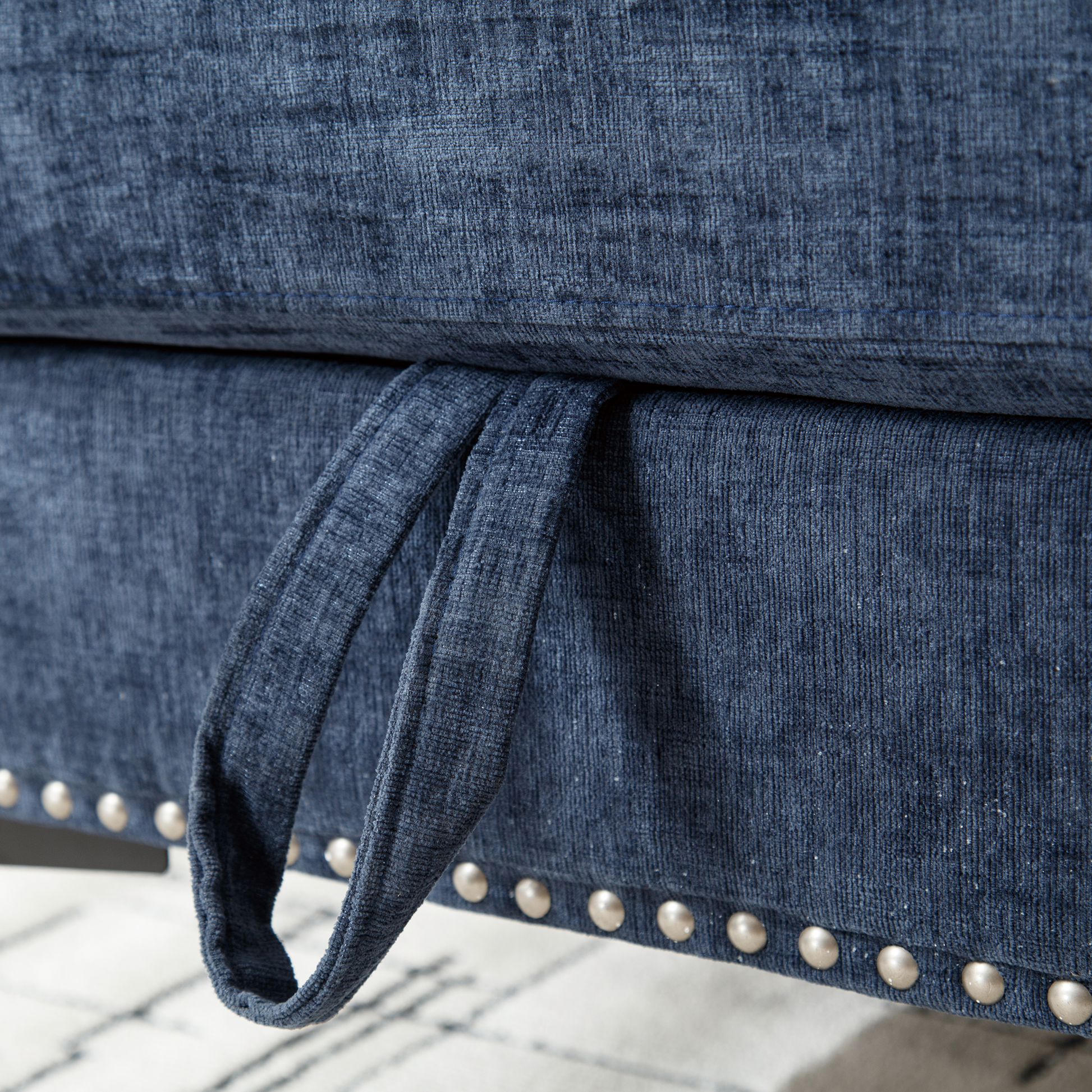 Arrived L Shaped Sectional Sofaconvertible Storage Ottoman,Chenille ,Square Arm, Modern Tufted Couch ,3 Seater, And Nailhead,Blue Blue Polyester Wood Primary Living Space Medium Soft Tufted Back Modern Square Arms Metal & Wood 4 Seat