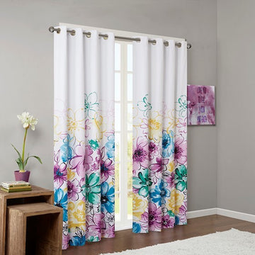 Printed Total Blackout Curtain Panel Only 1 Window Panel Multicolor Polyester