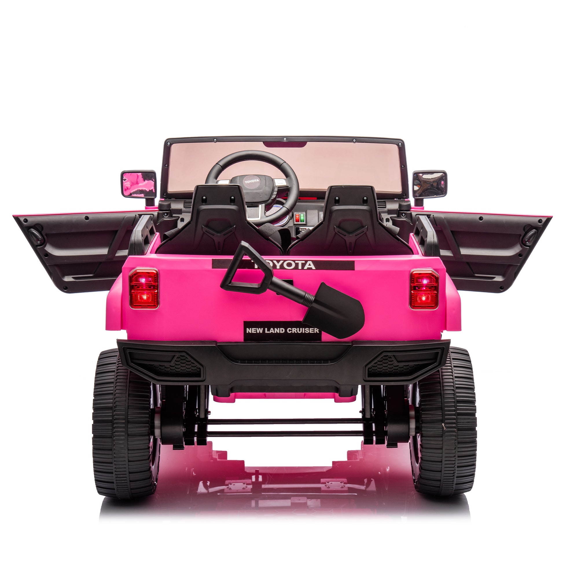 24V Two Seater Kids Ride On Car W Parents Remote Control, Licensed Toyota Lc250,220W Motors,With Shovel,Three Point Seat Belt,Slow Start,Speed Adjustment,Bluetooth,Music For Kids Aged 3 . Pink 100 149 Lbs Polypropylene