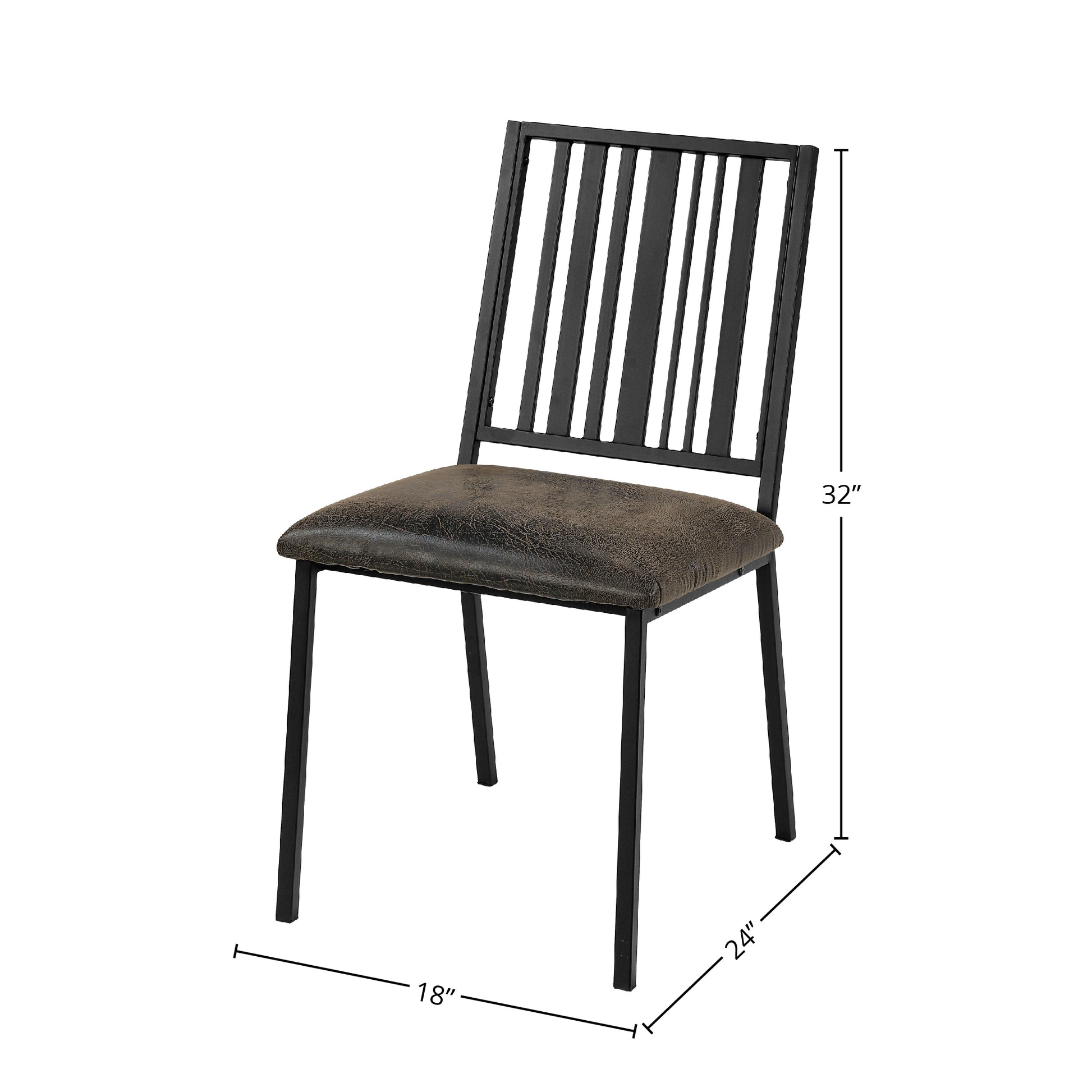 Brown And Black Slat Back Side Chair Set Of 2 Solid Brown Black Dining Room Modern Side Chair Slat Back Set Of 2 Wood Metal