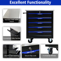 5 Drawers Multifunctional Tool Cart With Wheels Black Blue Black Blue Metal