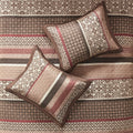 5 Piece Jacquard Quilt Set With Throw Pillows Red King Cal King King Red Cotton