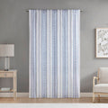Poly Printed Curtain Panel With Tufted Stripe And Lining White Navy 50X84