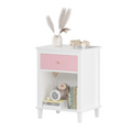 26.77''H Wooden Nightstand With One Drawer One Shelf For Kids, Adults, Pink Pink Mdf