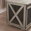 Farmhouse Dog Cage Crate Furniture With Sliding Barn Door, Farmhouse Wooden Dog Kennel End Table With Flip Top Plate Dog House With Detachable Divider For Small Medium Large Dog Gray Gray Wash Mdf