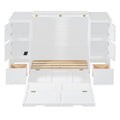 Twin Size Murphy Bed With Drawers, Cabinets And Usb Ports,White Twin White Mdf Lvl