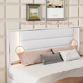 3 Pieces Bedroom Sets Queen Size Upholstered Bed With Led Lights, Nightstands And Dresser With Metal Handles And Sparkling Shiny Decoration, White Queen White 3 Piece Set Mdf Metal