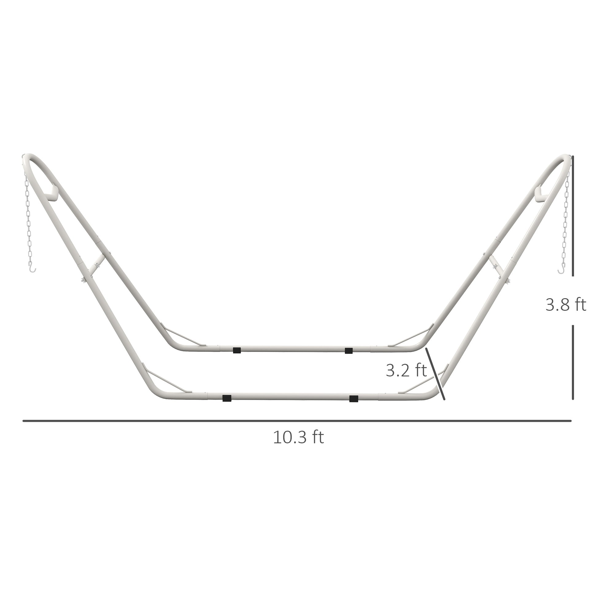 Outsunny Hammock Stand For 2 Person, Portable Adjustable Steel Frame Hammock Stand With Weather Resistant Finish, For 9 14Ft Hammocks, 10.3', 550 Lbs. Capacity, White White Steel