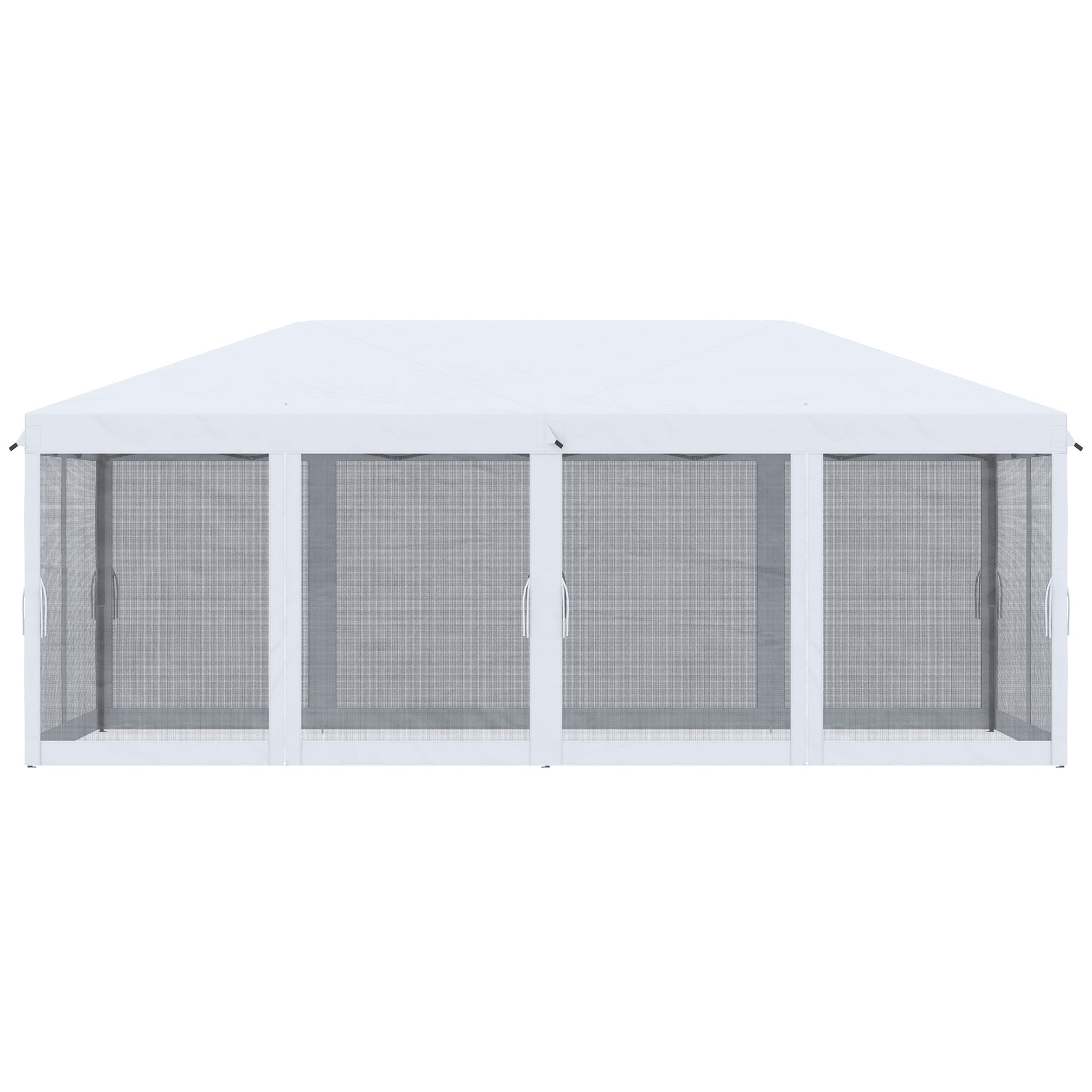 Outsunny 10' X 20' Pop Up Canopy Tent With Netting, Heavy Duty Instant Sun Shelter, Large Tents For Parties With Carry Bag For Outdoor, Garden, Patio, Cream White White Steel