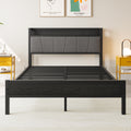 Full Size Bed Frame, Storage Headboard With Charging Station, Solid And Stable, Noise Free, No Box Spring Needed, Easy Assembly Box Spring Not Required Full Black Iron Bedroom Bed Frame Metal & Wood