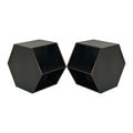 47.24'' Hexagonal Coffee Table Side Table Nightstand Burmese Sumac 2Pcs Black Brown Mdf