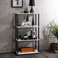 Antique White And Black Bookshelf With 4 Shelf 4 Black White Etagere Horizontal Primary Living Space Wood Open Back Rustic Wood Metal