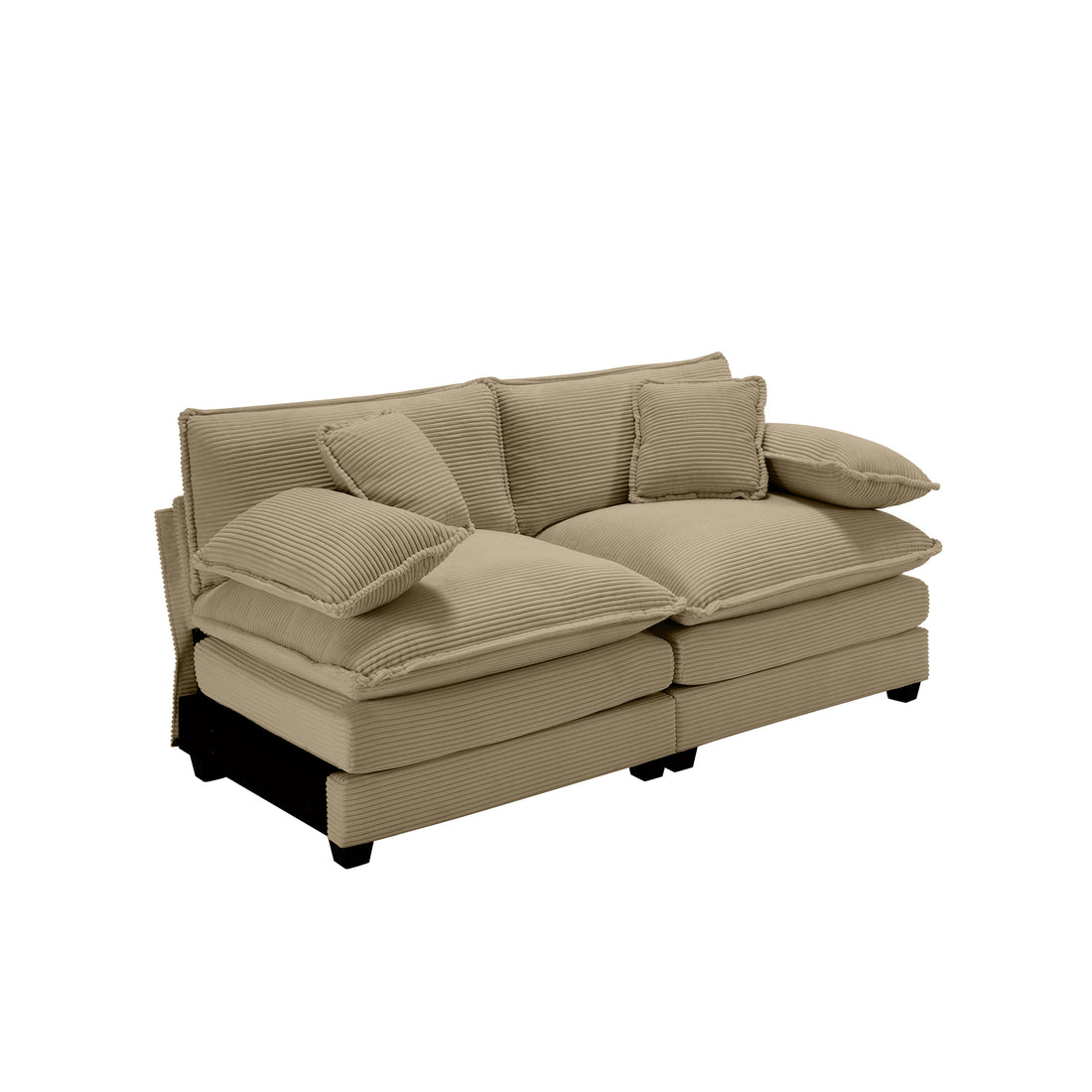 Armless Deep Seating 2 Seater Corduroy Sofa, Can Be Combined With Alternative Armrests And Single Armless Sofas ,Tan Corduroy Fabric Tan Corduroy 2 Seat