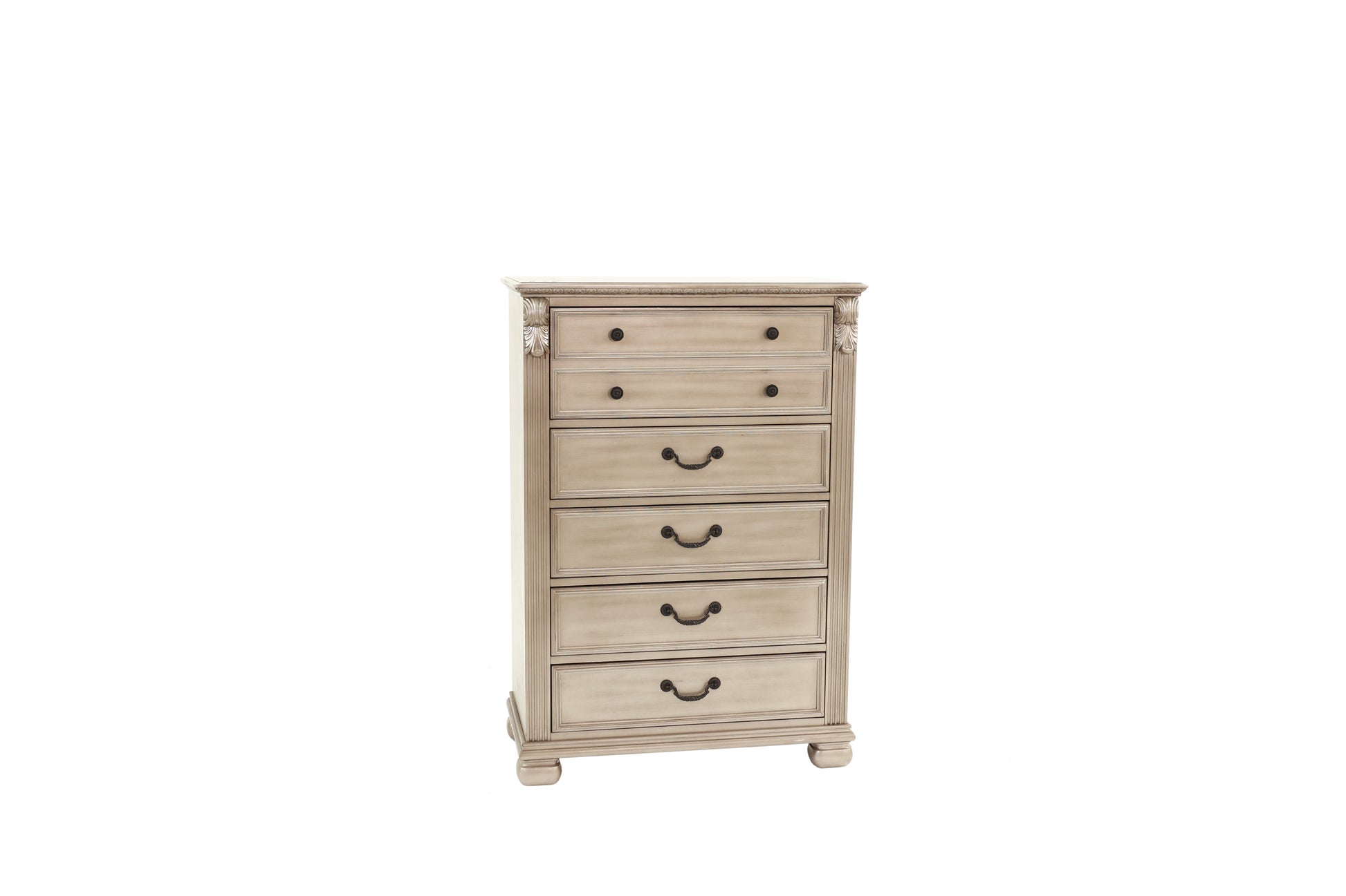 Antique Silver 1Pc Chest Of Drawers Storage Bedroom Furniture Traditional Classic Style Chest Antique Silver Bedroom Contemporary,Modern,Transitional Particle Board Mdf,Plywood