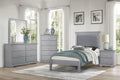 Classic Gray Finish Twin Size Panel Bed Upholstered Headboard Wooden Bedroom Furniture 1Pc Box Spring Required Twin Gray Wood Bedroom Panel Faux Leather Wood