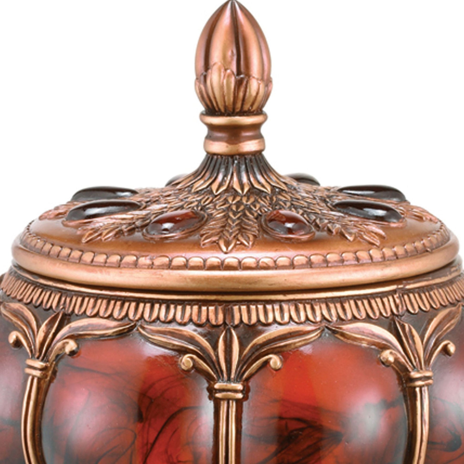 11.5" Tall Polyresin Decorative Jewelry Box, Victorian Style Bronze Polyresin