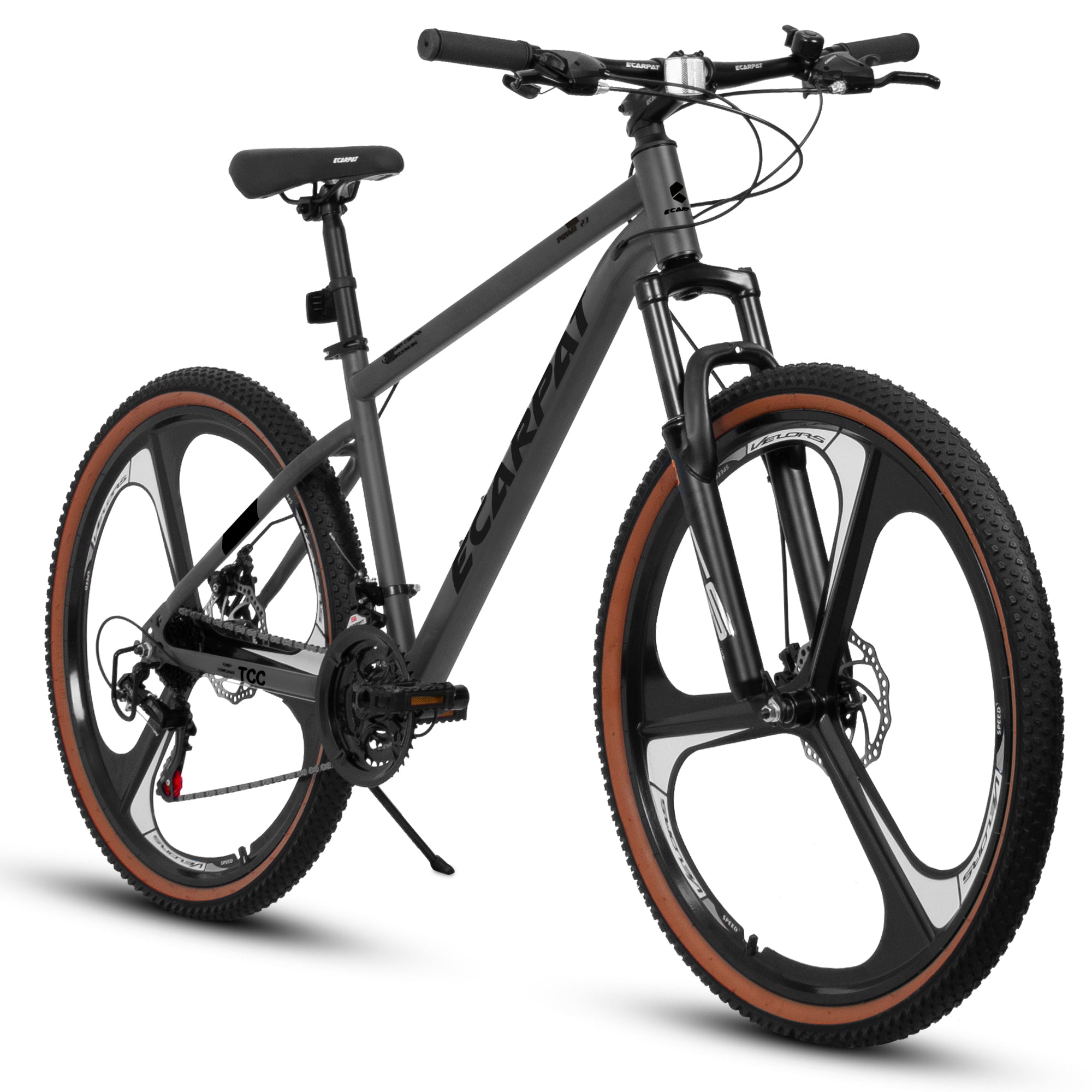 A27301M Mountain Bike 27.5 Inch Wheels, 21 Speed Road Bicycle With Dual Disc Brakes For Men And Women,High Carbon Steel Frame Front Fork Bicycles, Adult Faster Racing Bike Gray Steel