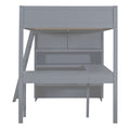 Full Size Loft Bed With Desk And Shelf Gray Full Gray Solid Wood
