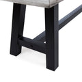 Light Grey Sandblast Finish Acacia Wood Dining Bench With Black Rustic Metal Finish Frame Grey Black Acacia Wood